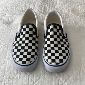 Checkered slip on vans